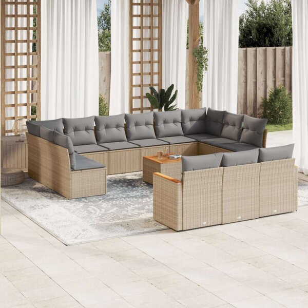 VidaXL Polyrattan Kerti Ülőgarnitúra - 14 részes - Bézs