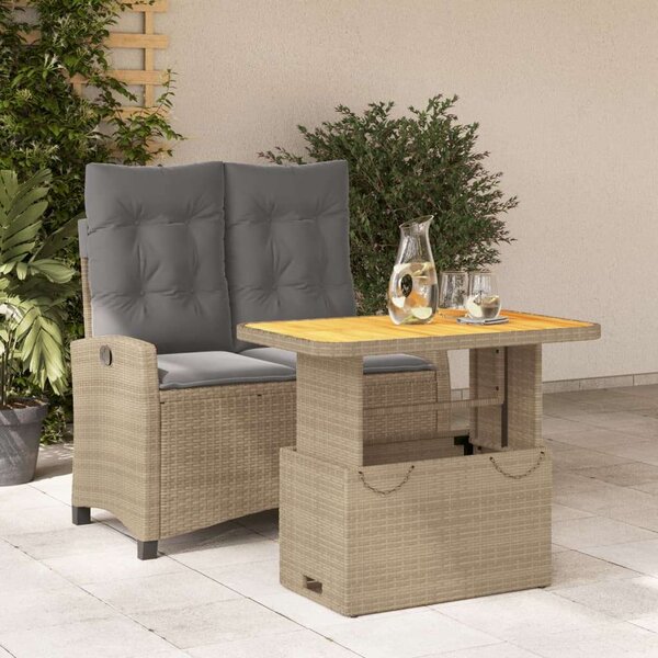VidaXL 2 Személyes Polyrattan Kerti Garnitúra - Emelési Funkcióval