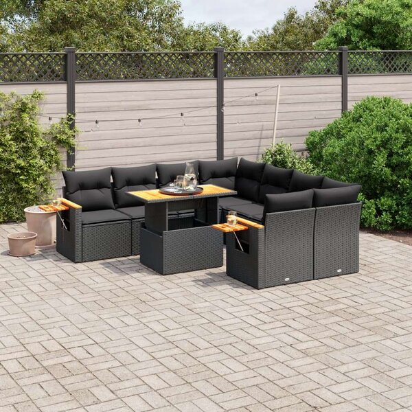 VidaXL Polyrattan Kerti Ülőgarnitúra - 8 részes - Fekete