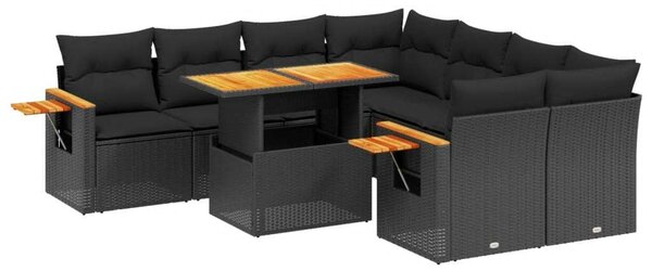 VidaXL Polyrattan Kerti Ülőgarnitúra - 8 részes - Fekete