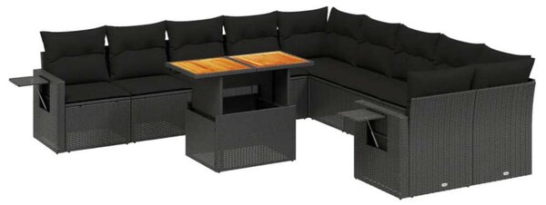 VidaXL Polyrattan Kerti Ülőgarnitúra - 11 részes - Fekete