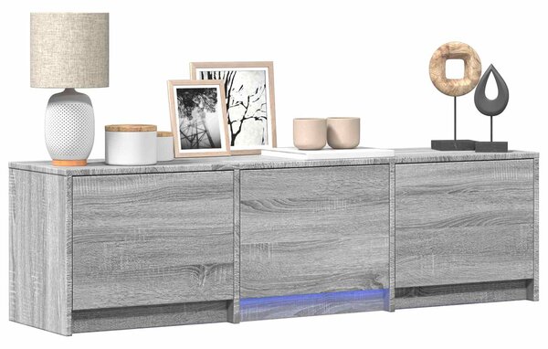 VidaXL LED-es tévéállvány Szürke Sonoma 140 x 34 x 40 cm Mérnöki fa