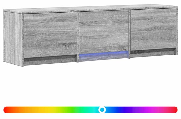 VidaXL LED-es tévéállvány Szürke Sonoma 140 x 34 x 40 cm Mérnöki fa