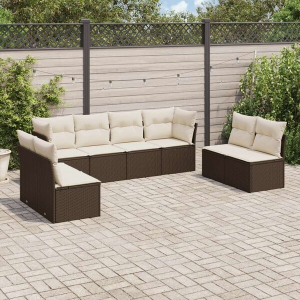 VidaXL Polyrattan Kerti Ülőgarnitúra - 8 részes - Barna