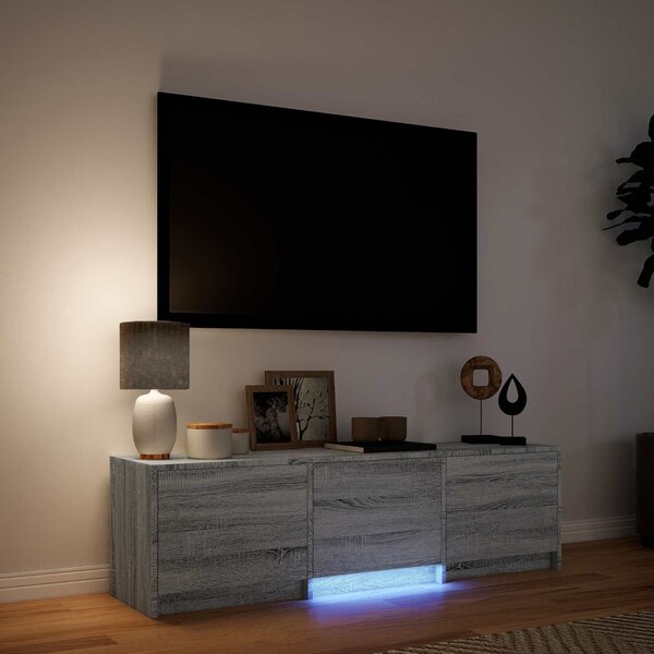 VidaXL LED-es tévéállvány Szürke Sonoma 140 x 34 x 40 cm Mérnöki fa