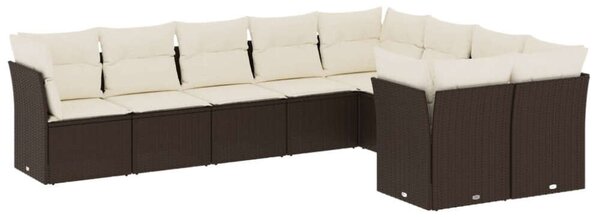 VidaXL Polyrattan Kerti Ülőgarnitúra - 9 részes - Barna