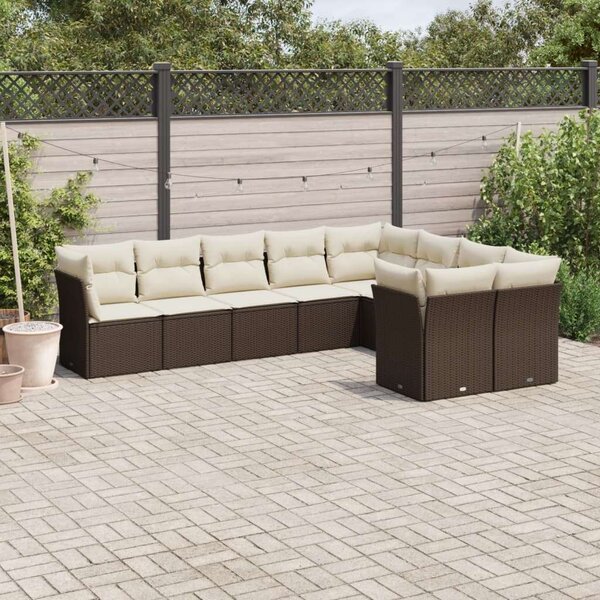VidaXL Polyrattan Kerti Ülőgarnitúra - 9 részes - Barna