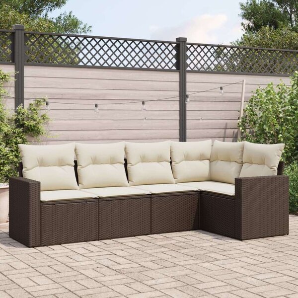 VidaXL Polyrattan Kerti Ülőgarnitúra - 5 részes, Barna
