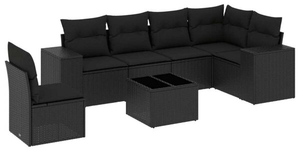 VidaXL Polyrattan Kerti Ülőgarnitúra - 7 részes - Fekete