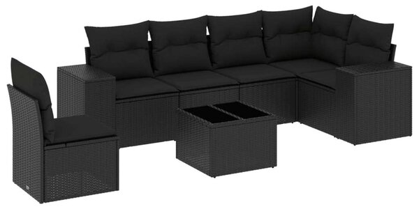 VidaXL Polyrattan Kerti Ülőgarnitúra - 7 részes - Fekete