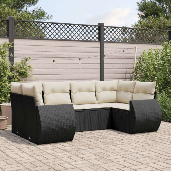 VidaXL Polyrattan Kerti Ülőgarnitúra - 6 részes - Fekete