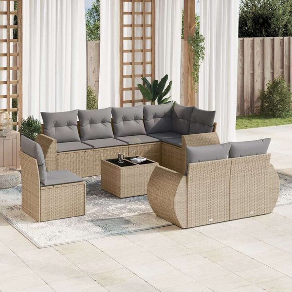 VidaXL Polyrattan Kerti Ülőgarnitúra - 9 részes - Bézs