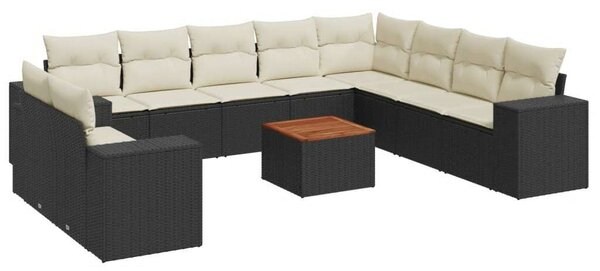 VidaXL Polyrattan Kerti Ülőgarnitúra - 11 részes - Fekete