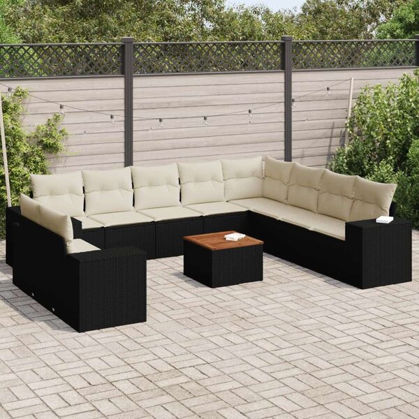 VidaXL Polyrattan Kerti Ülőgarnitúra - 11 részes - Fekete