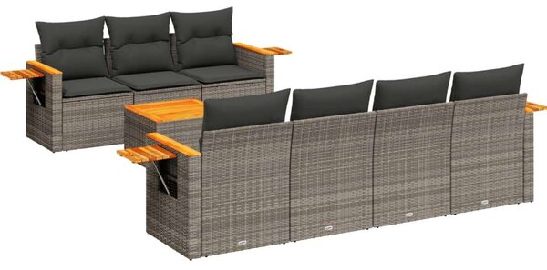 VidaXL 8-részes szürke polyrattan kerti ülőgarnitúra párnákkal