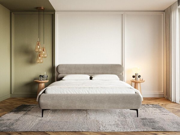 Franciaágy 180 cm Rirri 180B (ágyráccsal) (bézs szürke + fekete)