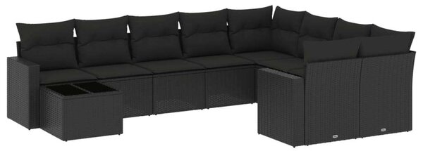 VidaXL Polyrattan Kerti Ülőgarnitúra - 10 részes - Fekete
