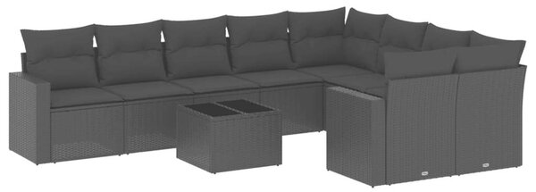 VidaXL Polyrattan Kerti Ülőgarnitúra - 10 részes - Fekete