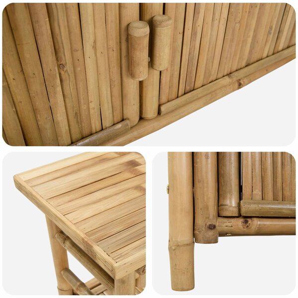 VidaXL Konzolasztal polcokkal Természetes 110 x 35 x 75 cm Bambusz
