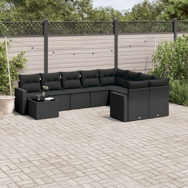 VidaXL Polyrattan Kerti Ülőgarnitúra - 10 részes - Fekete
