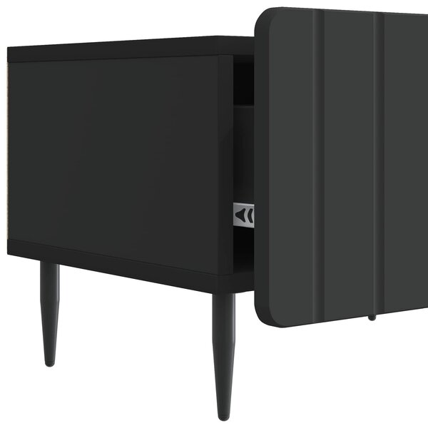 VidaXL TV szekrény fiókkal Fekete 147 x 34,5 x 32 cm Szerelt Fa