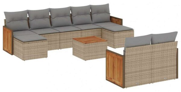 VidaXL Polyrattan Kerti Ülőgarnitúra - 10 részes - Bézs