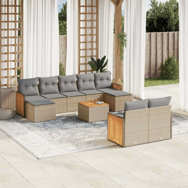 VidaXL Polyrattan Kerti Ülőgarnitúra - 10 részes - Bézs