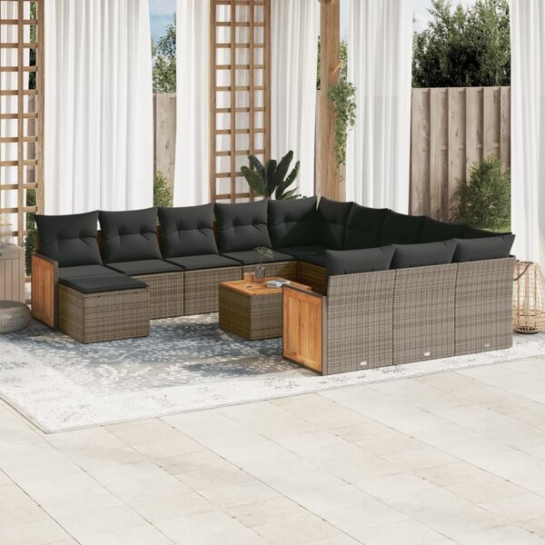 VidaXL Polyrattan Kerti Ülőgarnitúra - 13 részes - Szürke