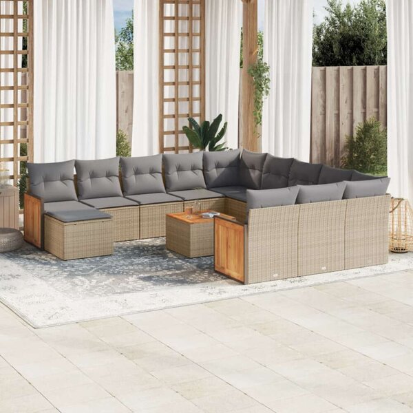 VidaXL Polyrattan Kerti Ülőgarnitúra - 13 részes - Bézs