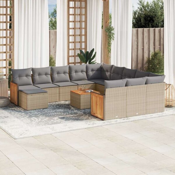VidaXL Polyrattan Kerti Ülőgarnitúra - 13 részes - Bézs