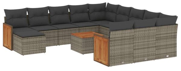 VidaXL Polyrattan Kerti Ülőgarnitúra - 13 részes - Szürke