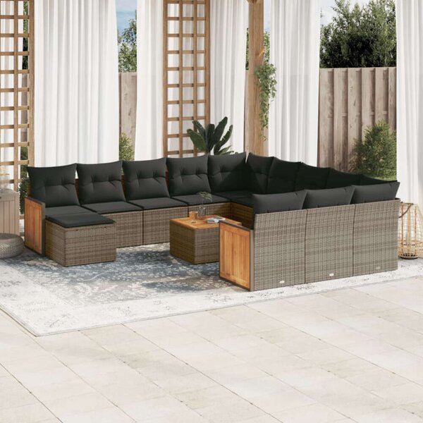 VidaXL Polyrattan Kerti Ülőgarnitúra - 13 részes - Szürke