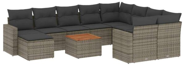VidaXL Polyrattan Kerti Ülőgarnitúra - 11 részes - Szürke