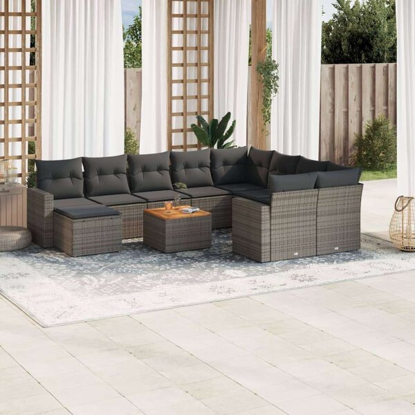 VidaXL Polyrattan Kerti Ülőgarnitúra - 11 részes - Szürke