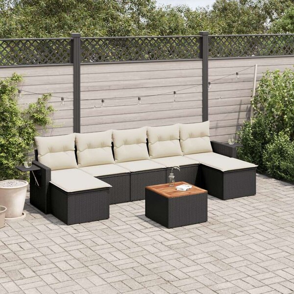 VidaXL Polyrattan Kerti Ülőgarnitúra - 8 részes - Fekete