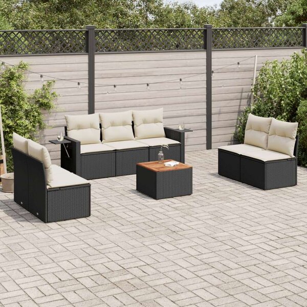 VidaXL Polyrattan Kerti Ülőgarnitúra - 8 részes - Fekete