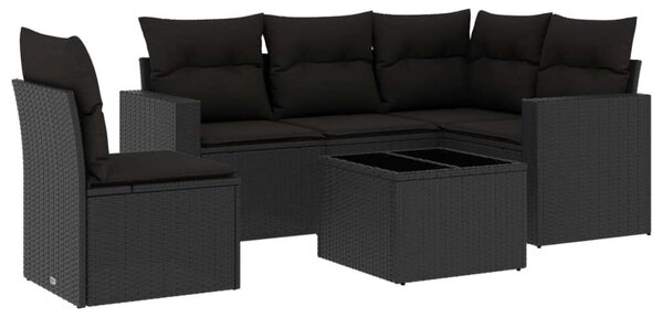 VidaXL Polyrattan Kerti Ülőgarnitúra - 6 részes - Fekete