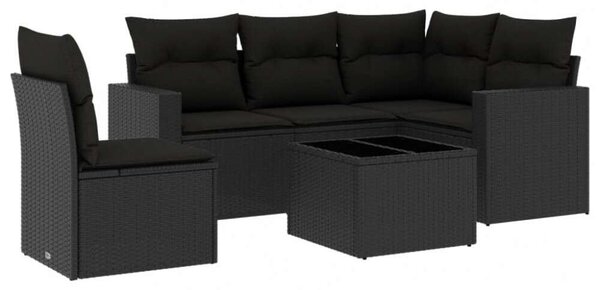 VidaXL Polyrattan Kerti Ülőgarnitúra - 6 részes - Fekete