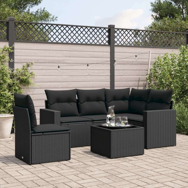 VidaXL Polyrattan Kerti Ülőgarnitúra - 6 részes - Fekete