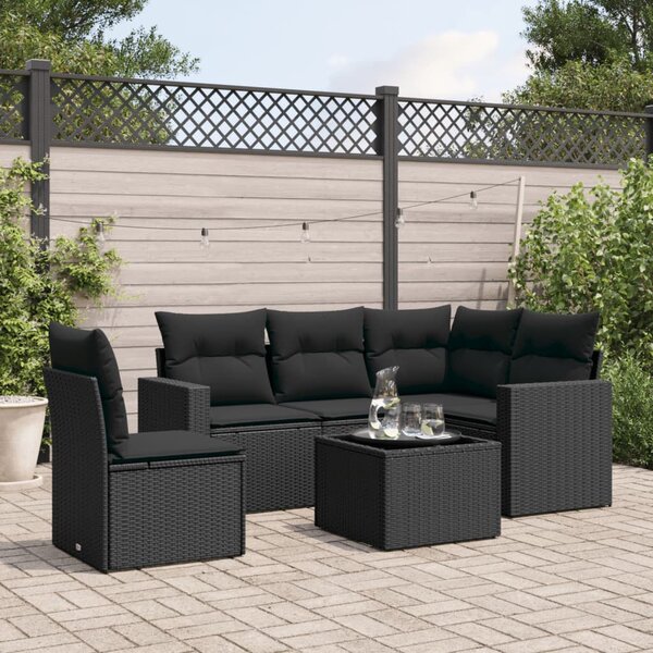 VidaXL Polyrattan Kerti Ülőgarnitúra - 6 részes - Fekete