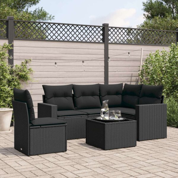 VidaXL Polyrattan Kerti Ülőgarnitúra - 6 részes - Fekete