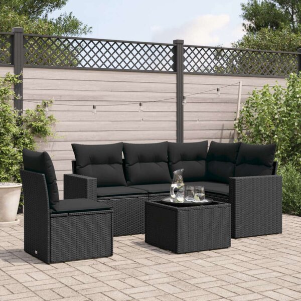 VidaXL Polyrattan Kerti Ülőgarnitúra - 6 részes - Fekete