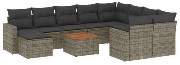 VidaXL Polyrattan Kerti Ülőgarnitúra - 11 részes - Szürke