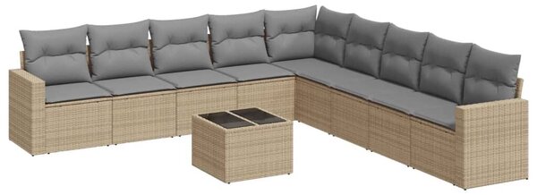 VidaXL Polyrattan Kerti Ülőgarnitúra - 10 részes - Bézs