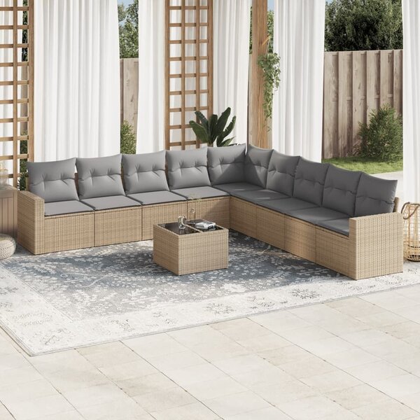 VidaXL Polyrattan Kerti Ülőgarnitúra - 10 részes - Bézs