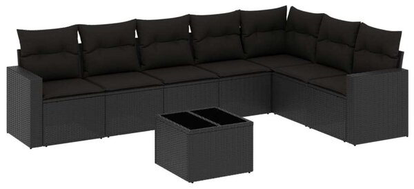 VidaXL Polyrattan Kerti Ülőgarnitúra - 8 részes - Fekete