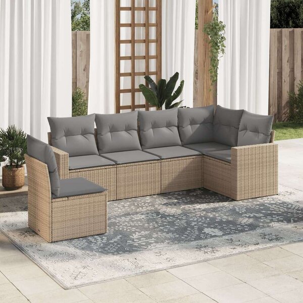 VidaXL Polyrattan Kerti Ülőgarnitúra - 6 részes - Bézs