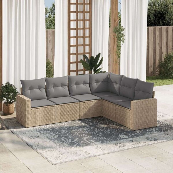 VidaXL Polyrattan Kerti Ülőgarnitúra - 6 részes - Bézs