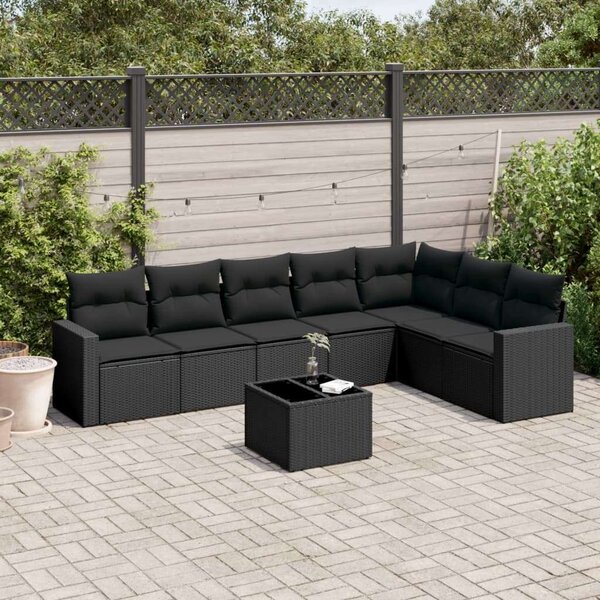 VidaXL Polyrattan Kerti Ülőgarnitúra - 8 részes - Fekete