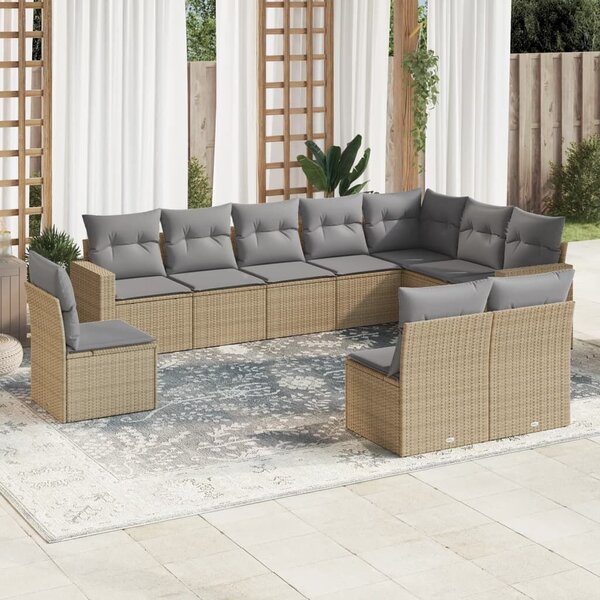 VidaXL Polyrattan Kerti Ülőgarnitúra - 10 részes - Bézs